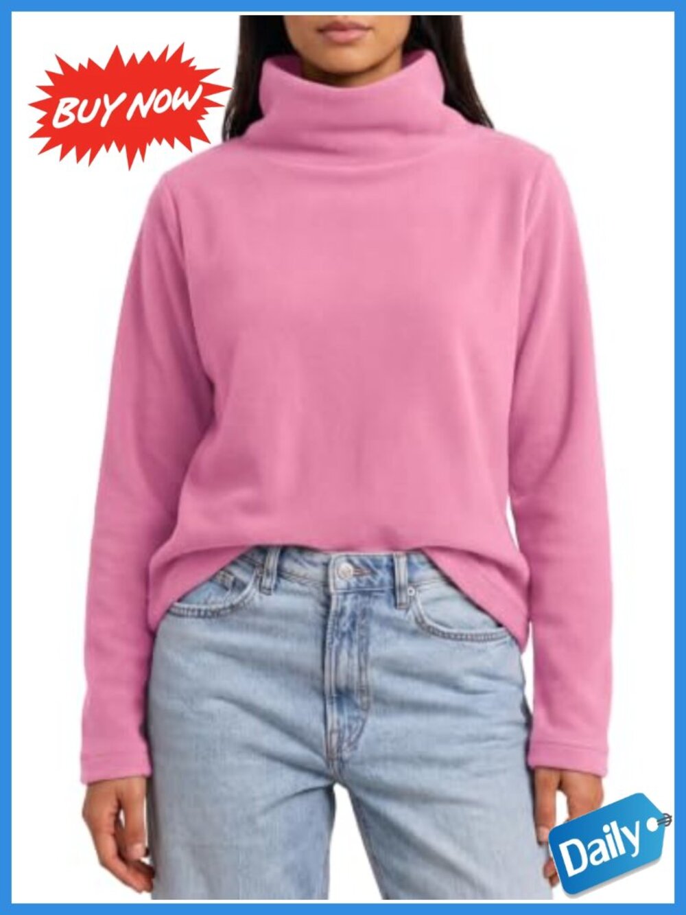 Fleece Turtleneck Sweatshirt Oversized Pullover Casual Winter Top